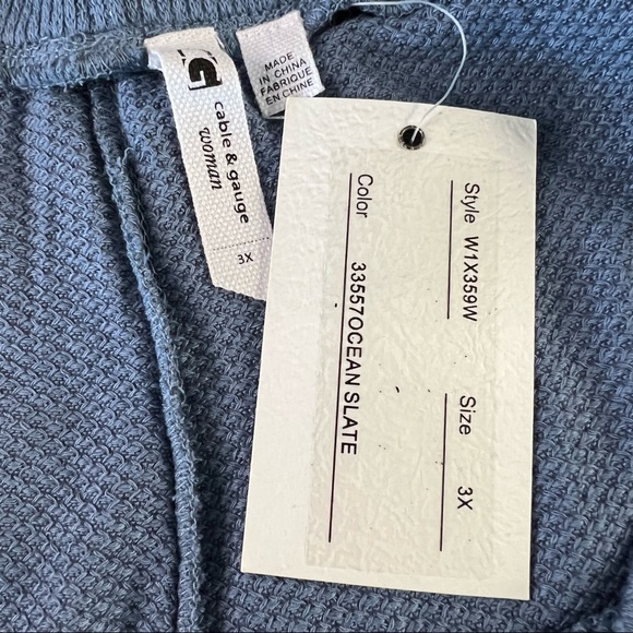 NEW Cable & Gauge Blue Waffle Knit Joggers Women’s Plus Size 2X OR 3X - Picture 5 of 10